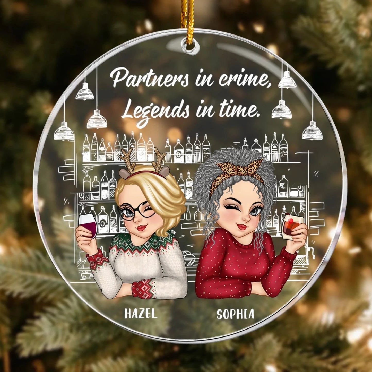 Personalized Ornaments Partners In Crime, Legends In Time - Bestie, BFF, Sisters Gift - Personalized Acrylic Ornament