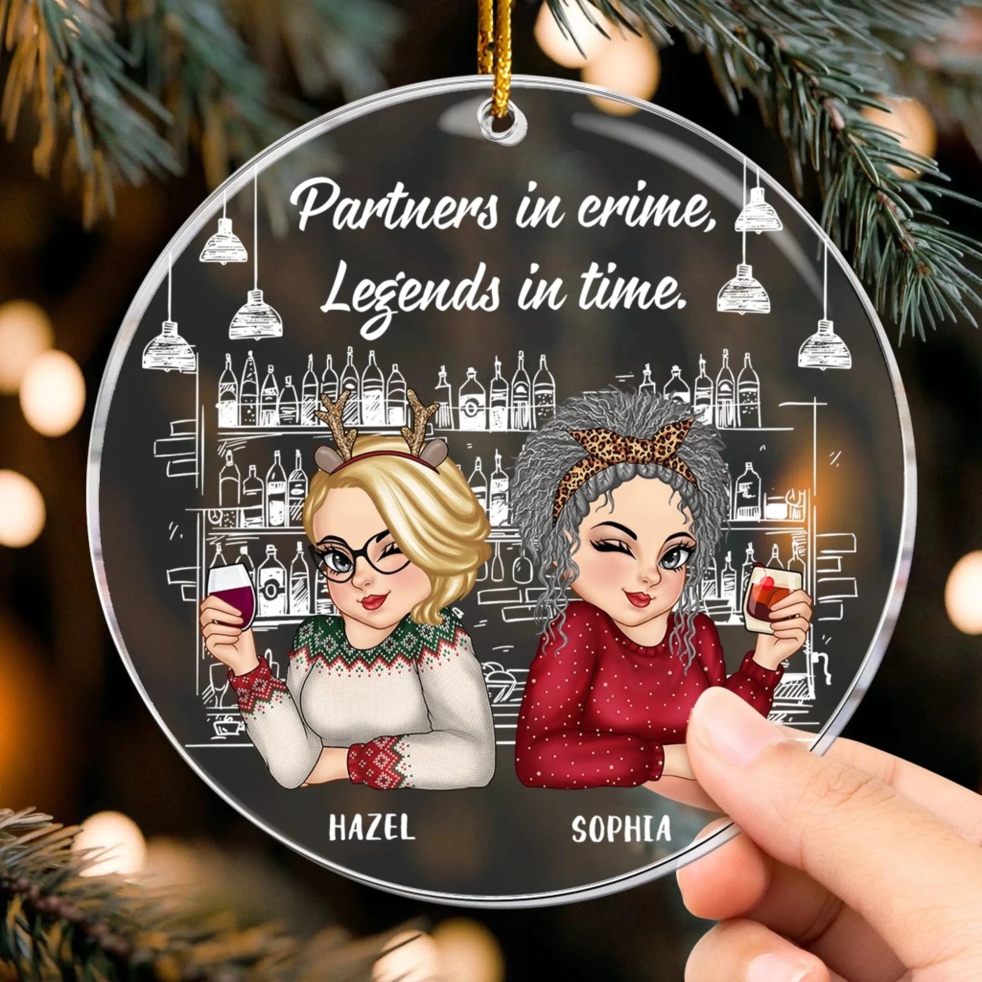 Personalized Ornaments Partners In Crime, Legends In Time - Bestie, BFF, Sisters Gift - Personalized Acrylic Ornament