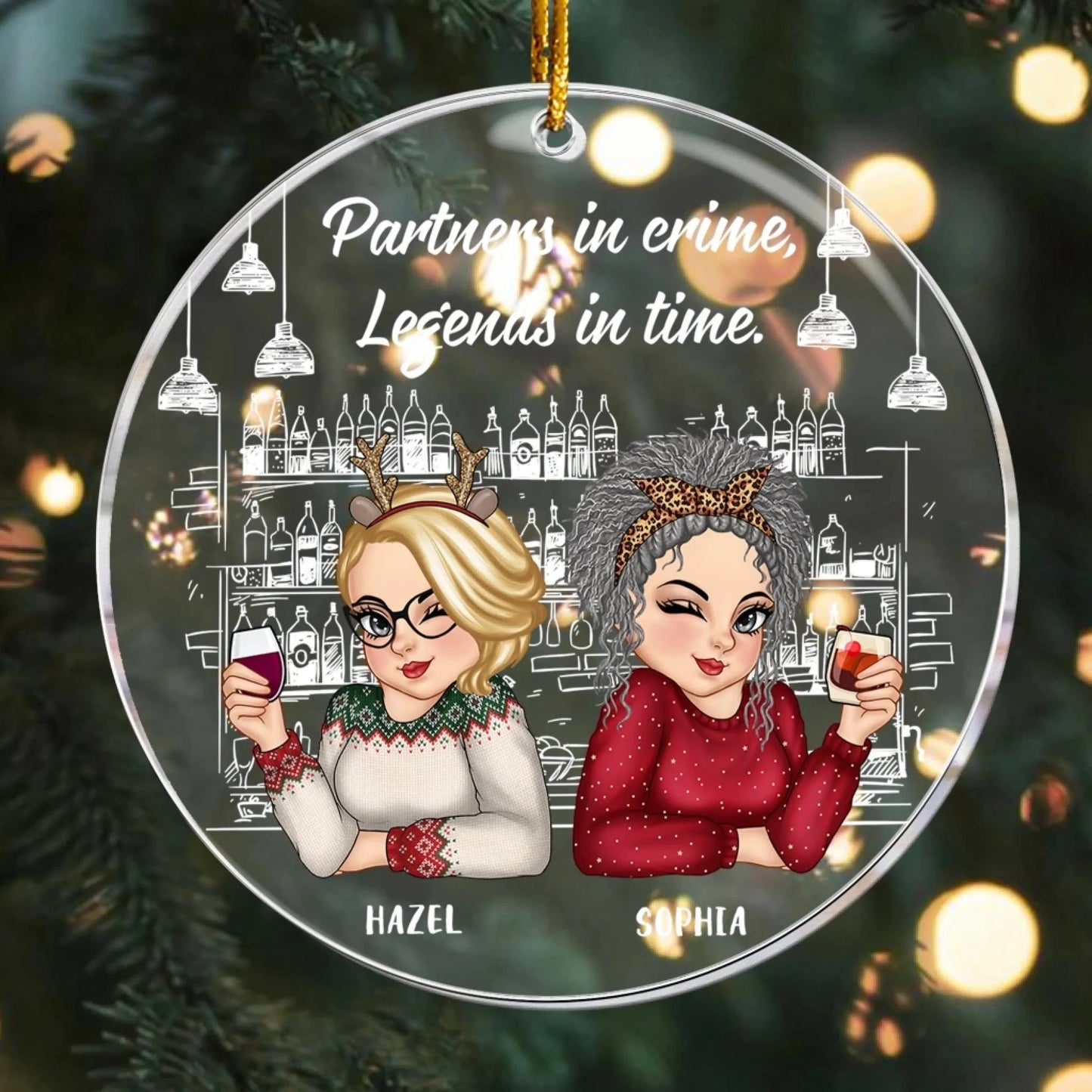 Personalized Ornaments Partners In Crime, Legends In Time - Bestie, BFF, Sisters Gift - Personalized Acrylic Ornament
