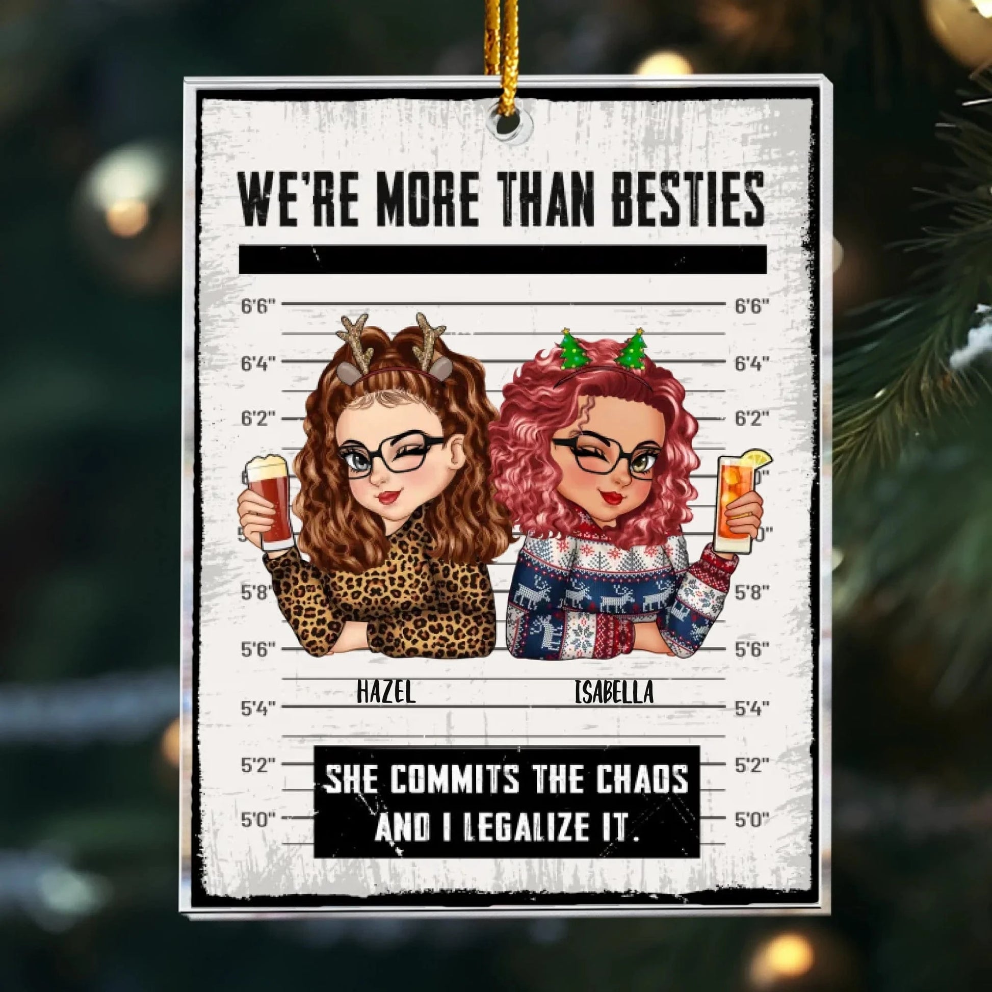 Ornament Acrylic / Glass / 3.5in / 8.9cm Partners In Crime - We’re More Than Besties - Personalized Acrylic Ornament
