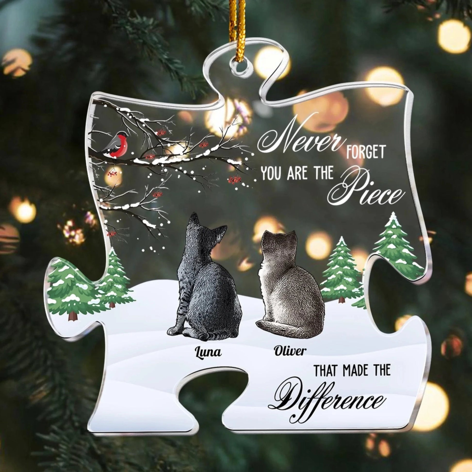 Never Forget You Are The Piece That Made The Difference - Personalized Pet Memorial Acrylic Ornament