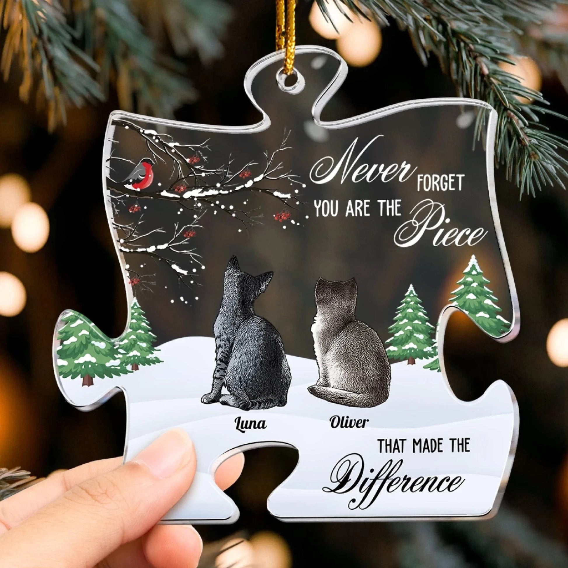 Never Forget You Are The Piece That Made The Difference - Personalized Pet Memorial Acrylic Ornament