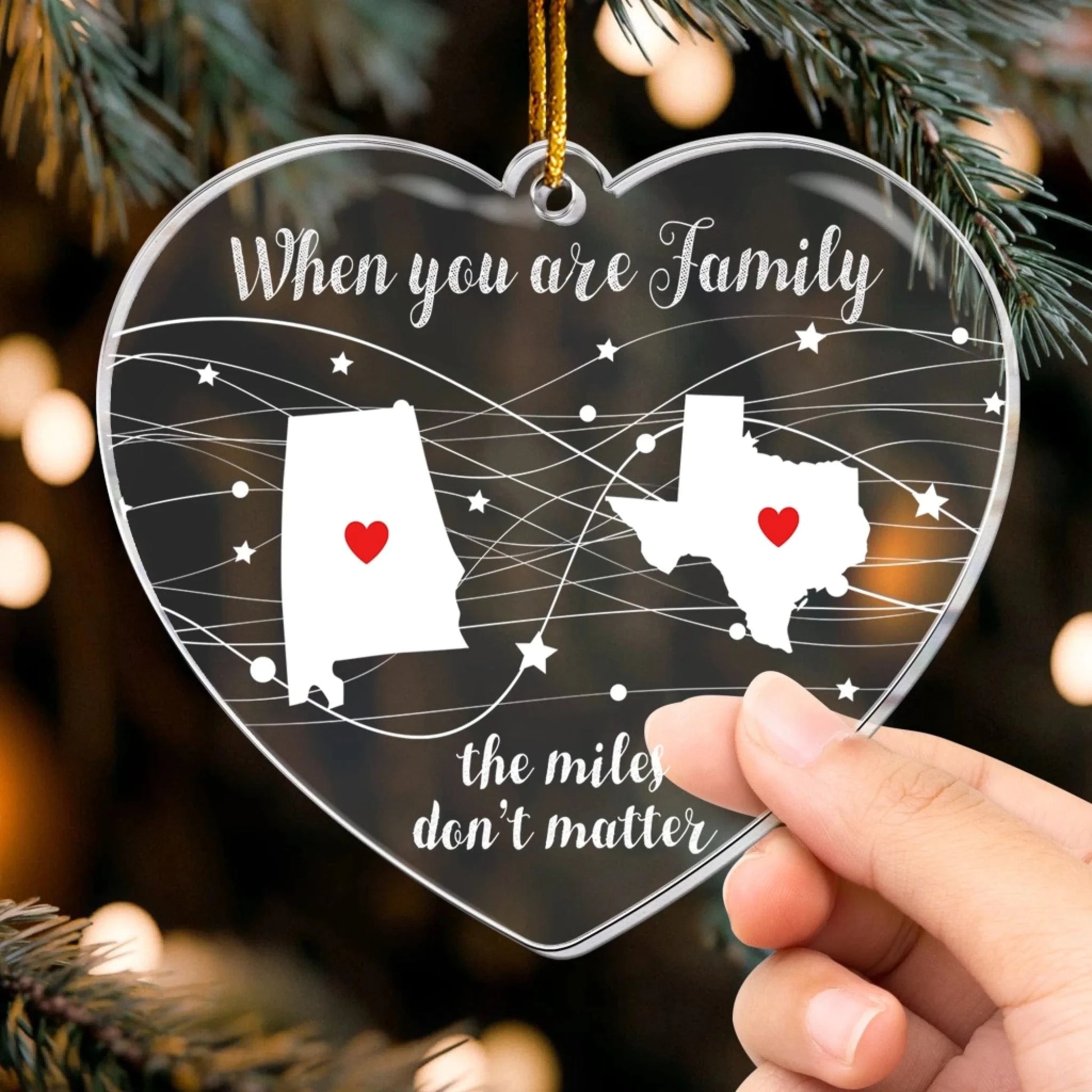 The Miles Don’t Matter - Long Distance Family Friends Sibling - Personalized Acrylic Ornament