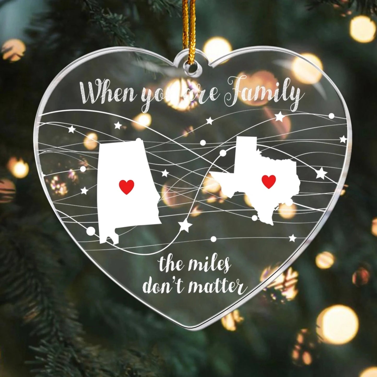 The Miles Don’t Matter - Long Distance Family Friends Sibling - Personalized Acrylic Ornament