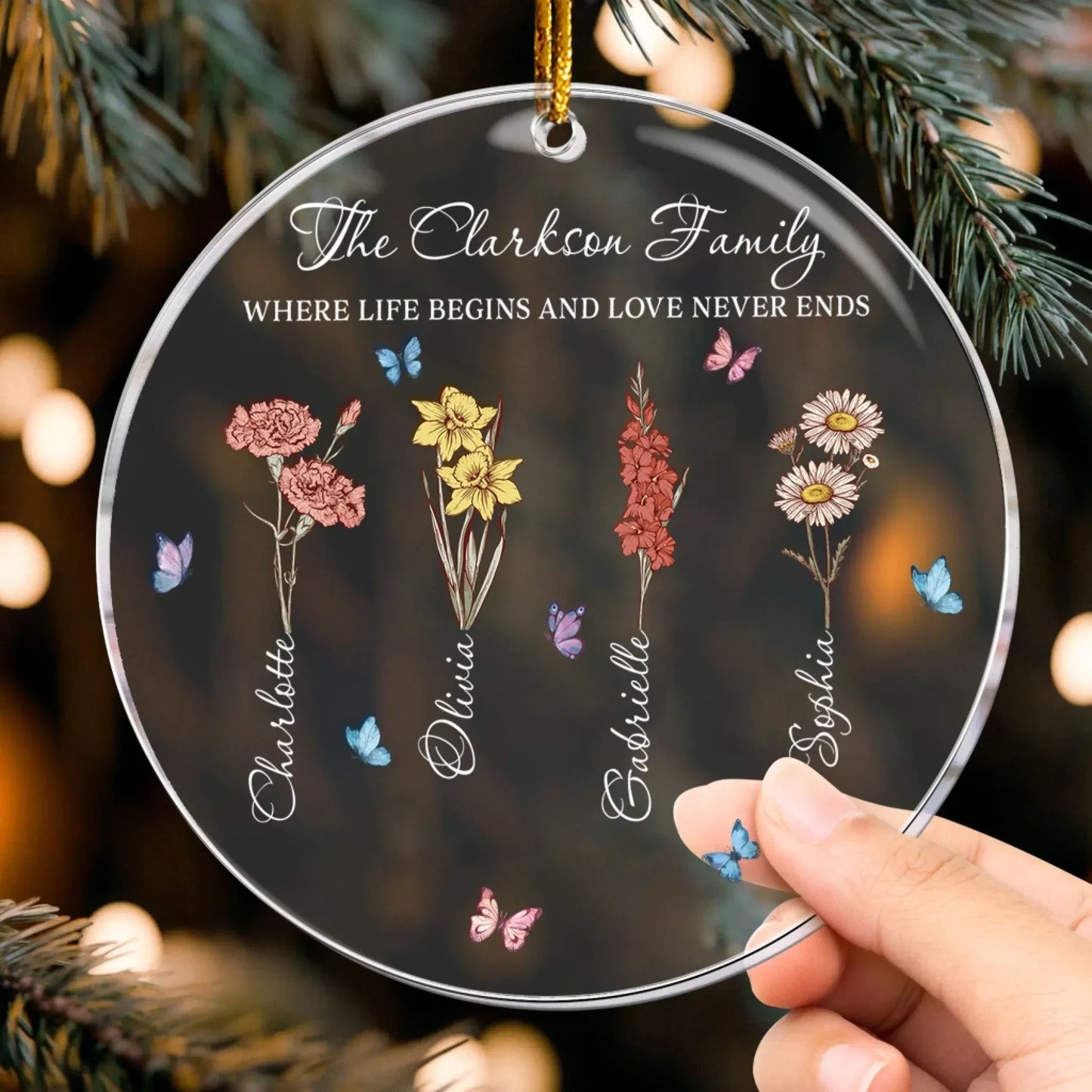 Personalized Ornaments Where Life Begins and Love Never Ends - Grandma’s Garden - Personalized Birth Month Flower Acrylic Ornament