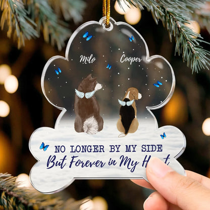 Personalized Ornaments Forever In My Heart - Pet Angel Wings Memorial - Personalized Pet Memorial Ornament