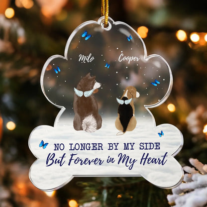 Personalized Ornaments Forever In My Heart - Pet Angel Wings Memorial - Personalized Pet Memorial Ornament