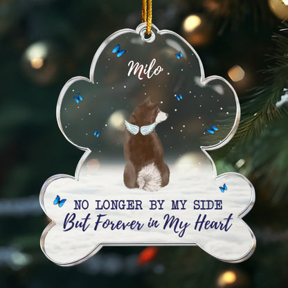Personalized Ornaments Ornament Acrylic / Glass / 3.5in / 8.9cm Forever In My Heart - Pet Angel Wings Memorial - Personalized Pet Memorial Ornament