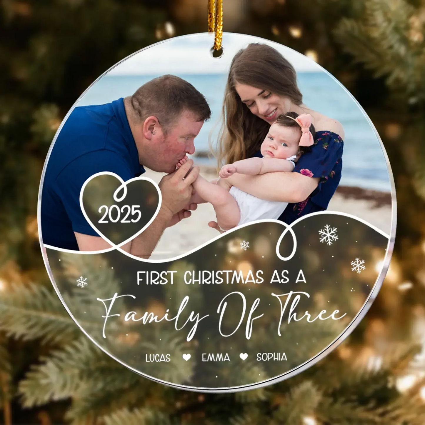 Personalized Ornaments Our First Christmas 2025 - Personalized Family Acrylic Ornament