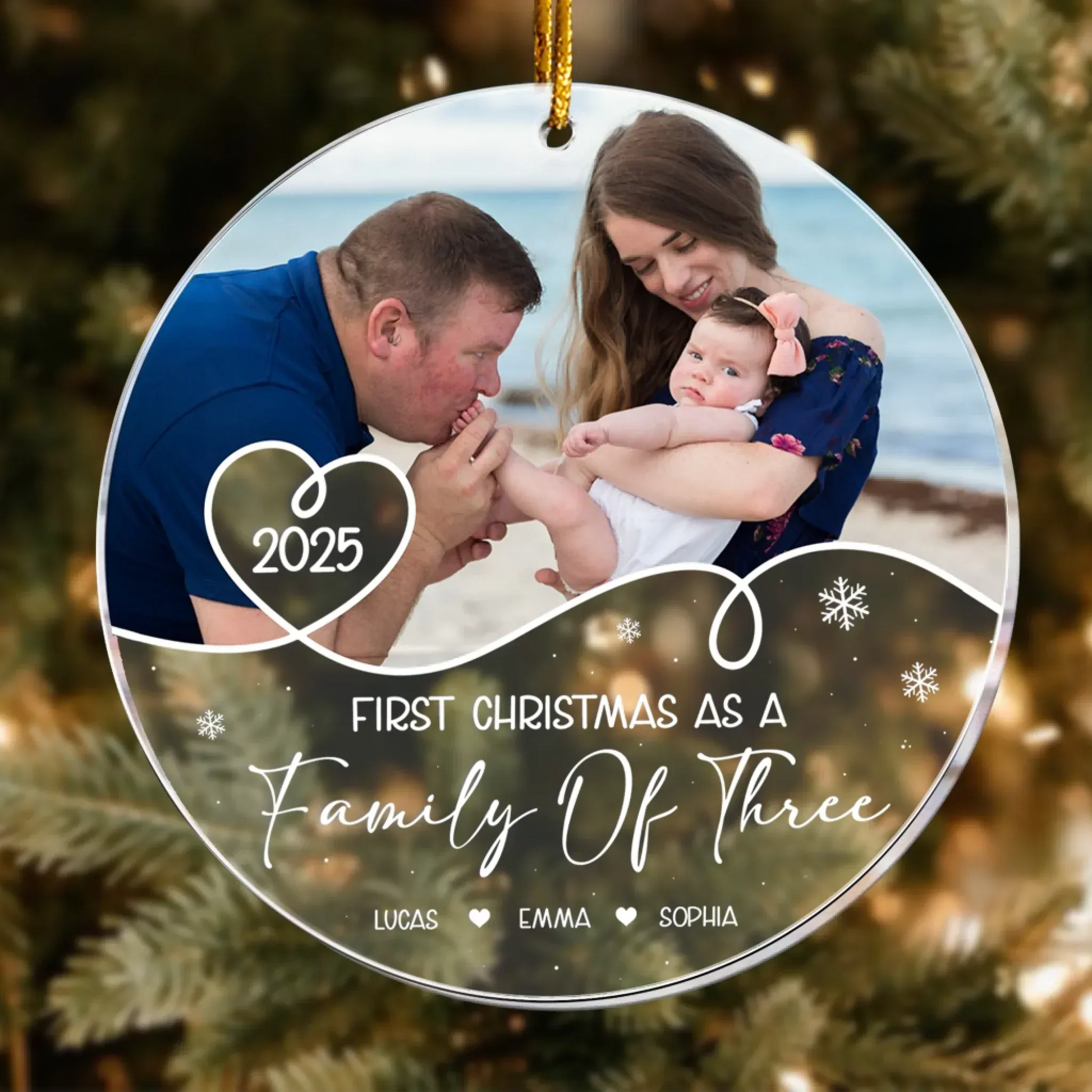 Personalized Ornaments Our First Christmas 2025 - Personalized Family Acrylic Ornament