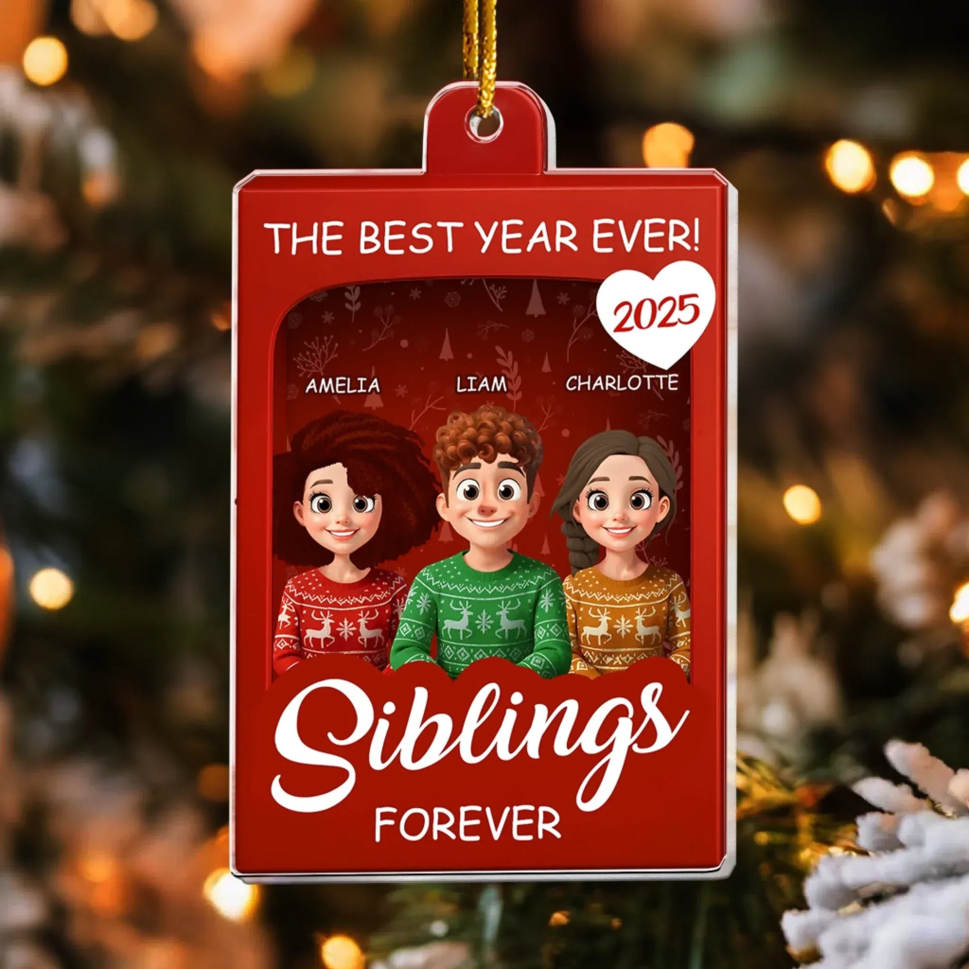 Personalized Ornaments Sibling Forever Toy Box - Christmas Custom Gift - Personalized Acrylic Ornament