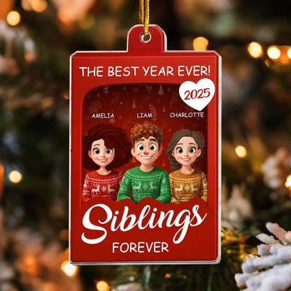 Personalized Ornaments Sibling Forever Toy Box - Christmas Custom Gift - Personalized Acrylic Ornament