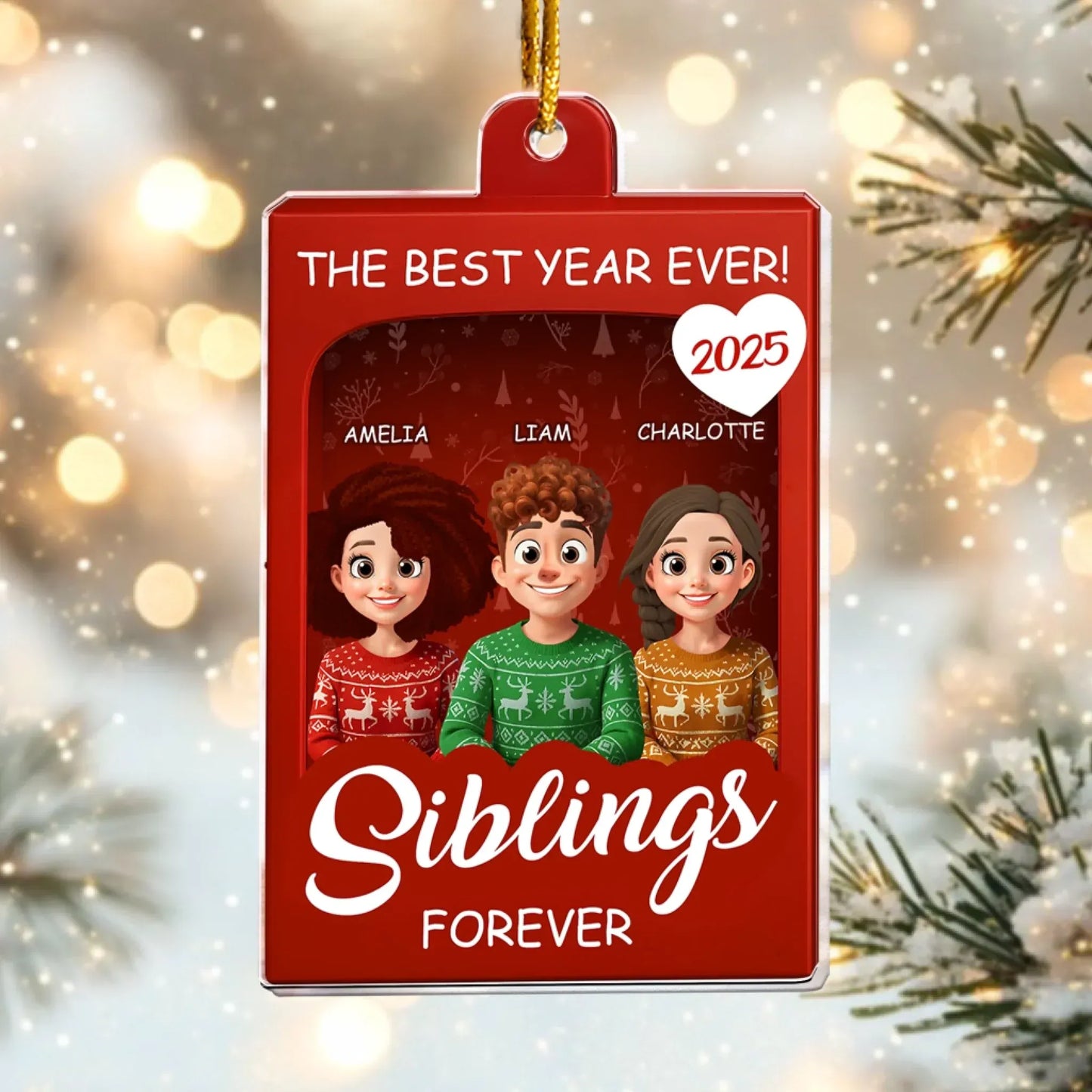 Personalized Ornaments Sibling Forever Toy Box - Christmas Custom Gift - Personalized Acrylic Ornament
