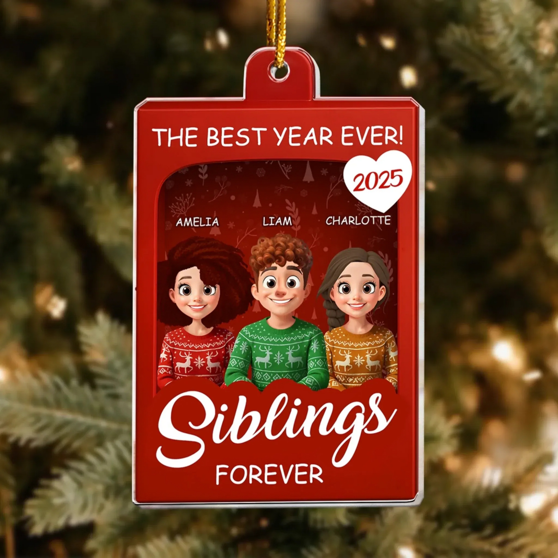 Personalized Ornaments Sibling Forever Toy Box - Christmas Custom Gift - Personalized Acrylic Ornament