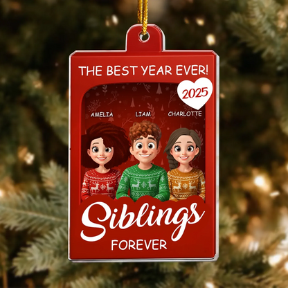 Personalized Ornaments Sibling Forever Toy Box - Christmas Custom Gift - Personalized Acrylic Ornament
