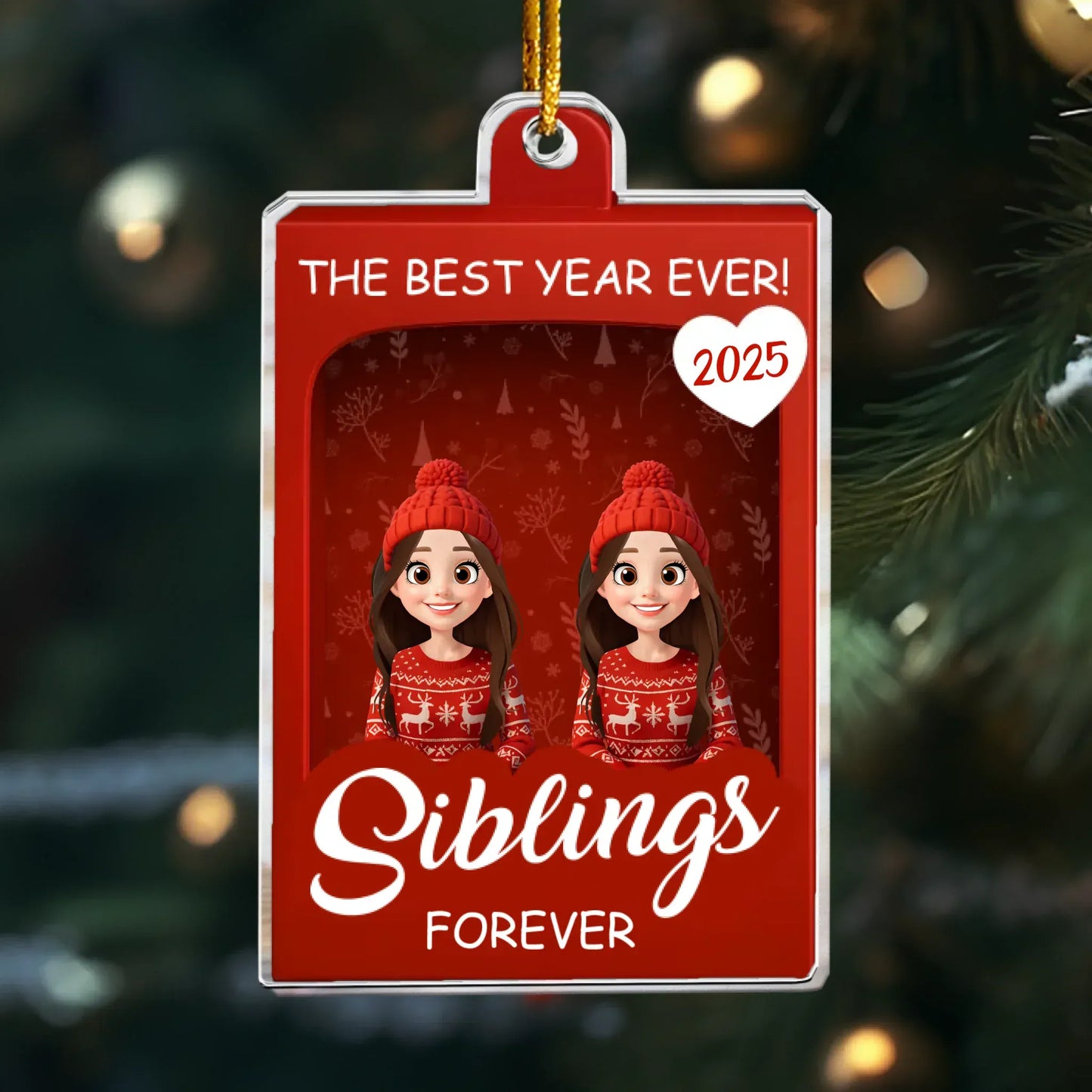 Personalized Ornaments Ornament Acrylic / Glass / 3.5in / 8.9cm Sibling Forever Toy Box - Christmas Custom Gift - Personalized Acrylic Ornament
