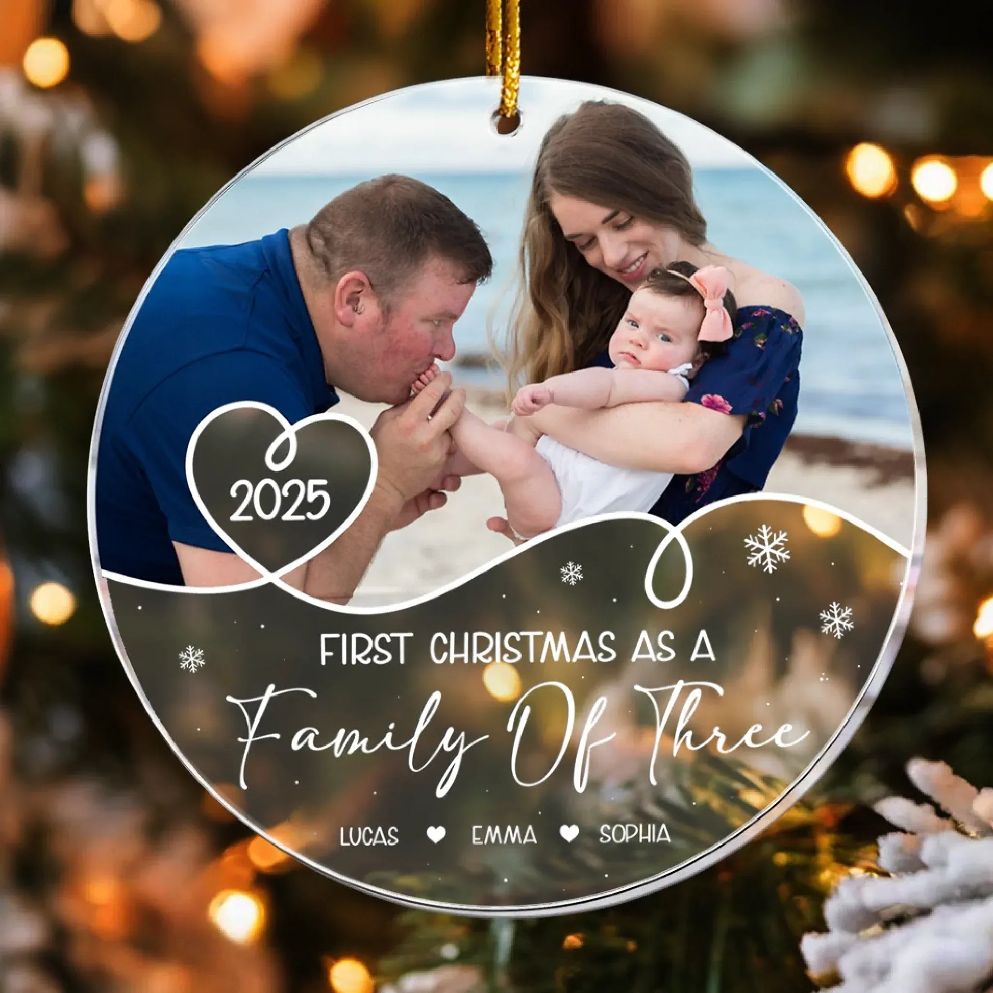 Personalized Ornaments Our First Christmas 2025 - Personalized Family Acrylic Ornament