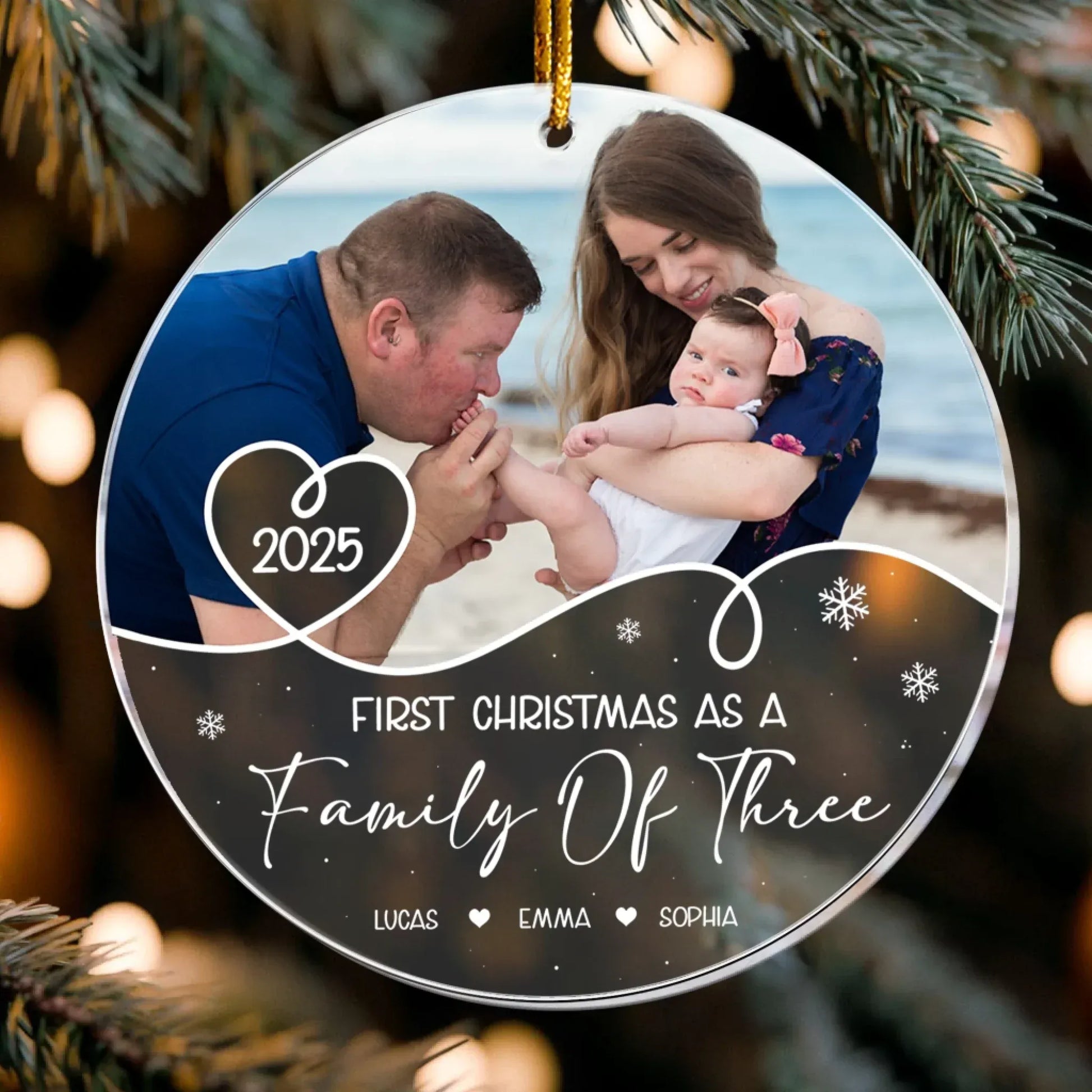 Personalized Ornaments Our First Christmas 2025 - Personalized Family Acrylic Ornament