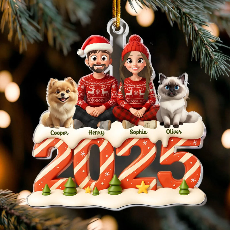 Personalized Ornaments Family Themes 2025 - Christmas Gift For Family, Pet Lover - Personalized Acrylic Ornament