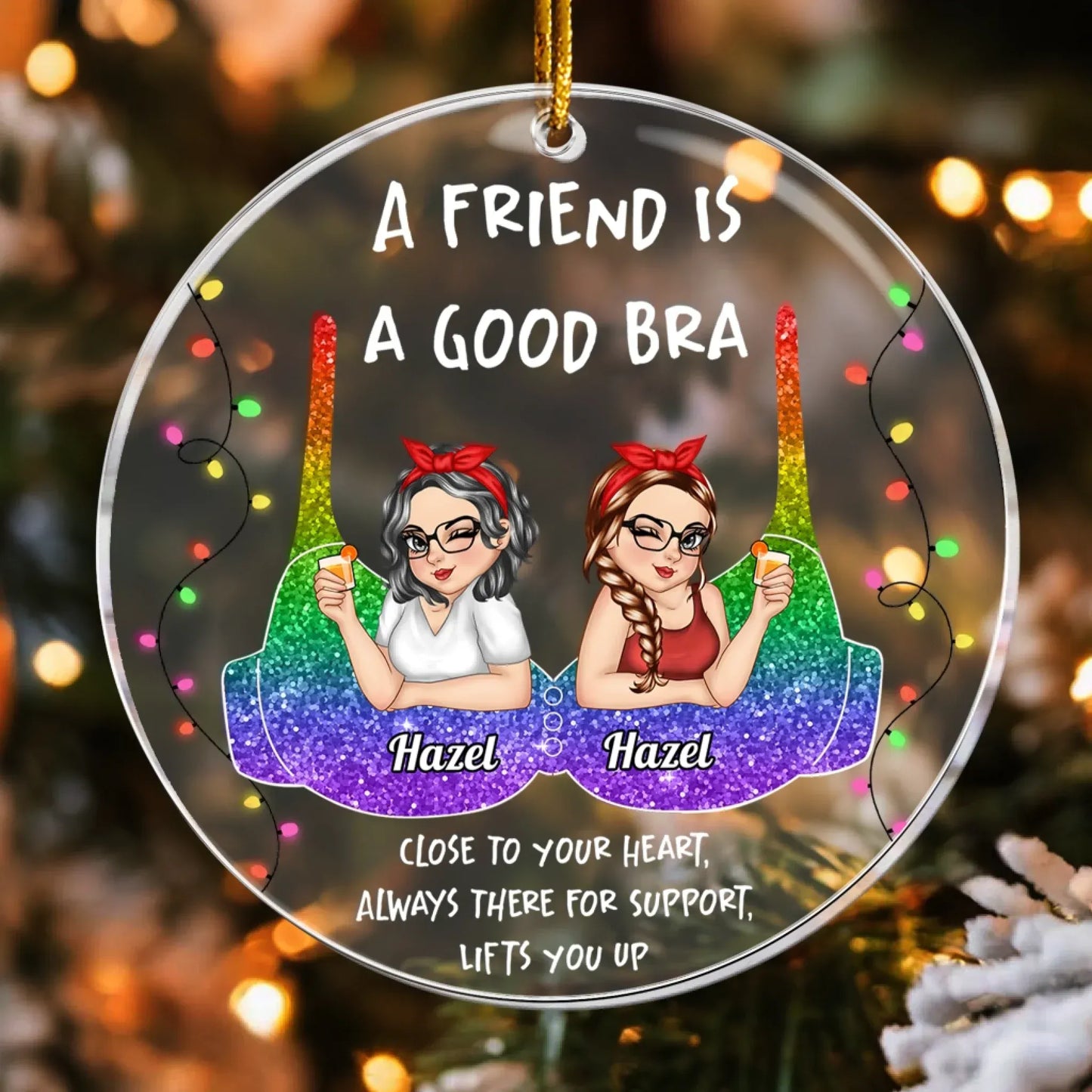 Personalized Ornaments A Friend Is a Good Bra - Personalized Besties Acrylic Ornament