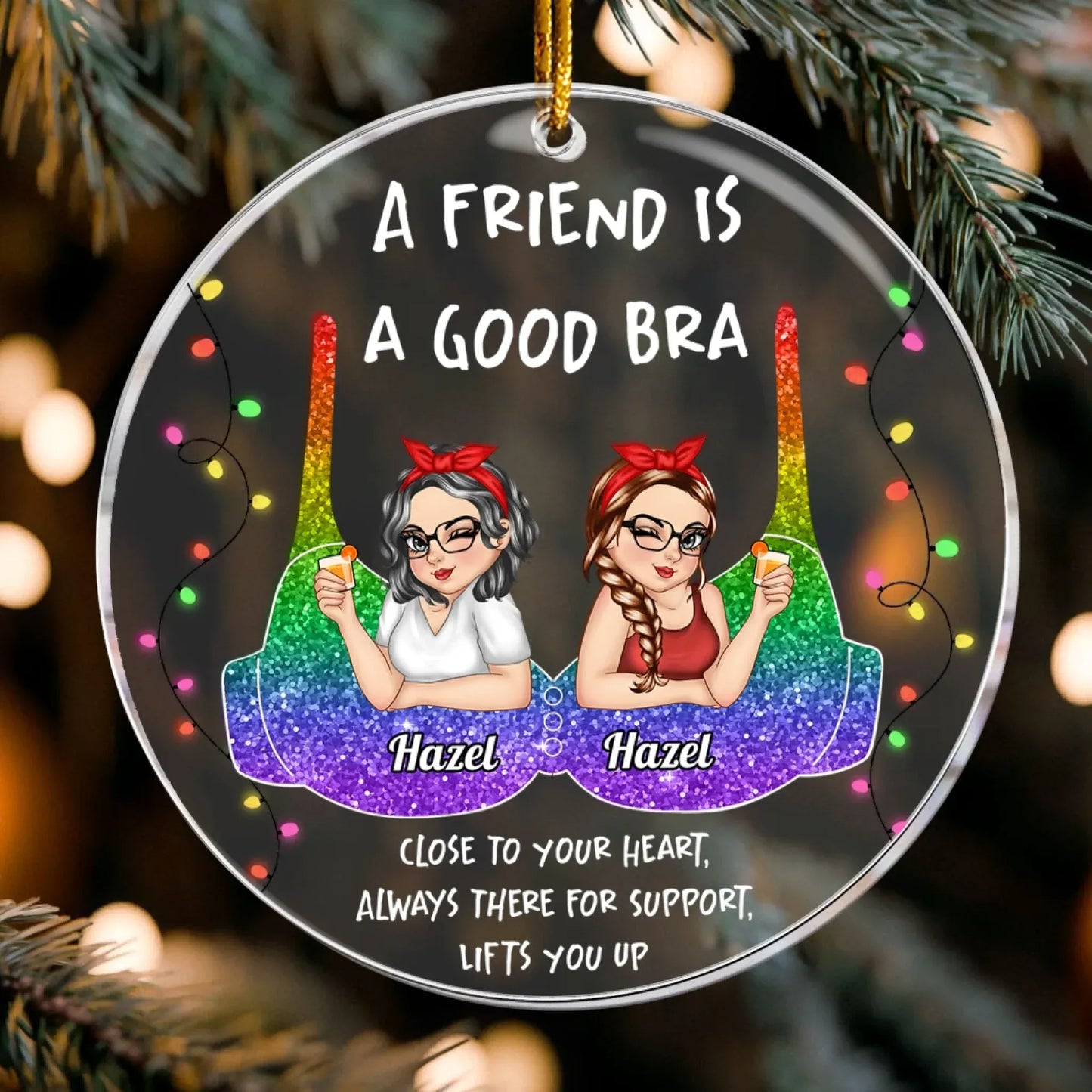 Personalized Ornaments A Friend Is a Good Bra - Personalized Besties Acrylic Ornament
