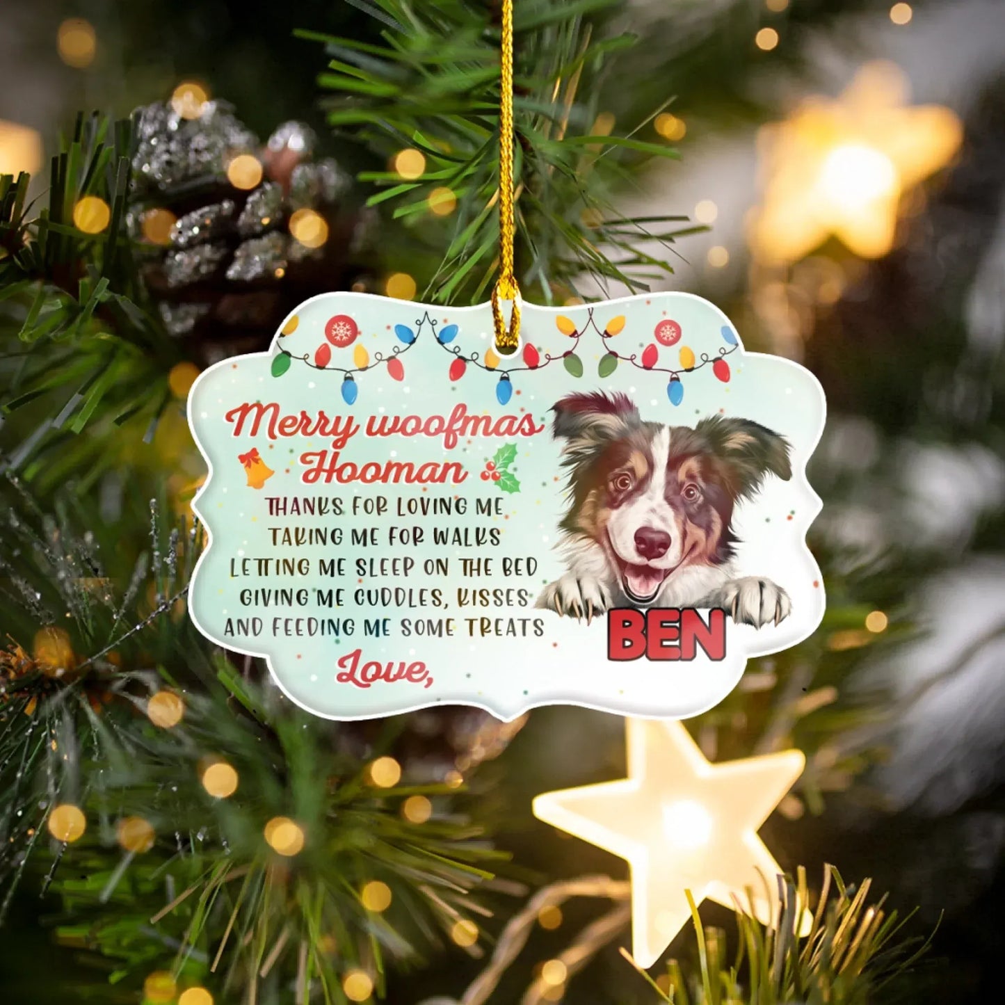 Personalized Ornaments Merry Woofmas Hooman - Personalized Dog Lovers Custom Acrylic Ornament