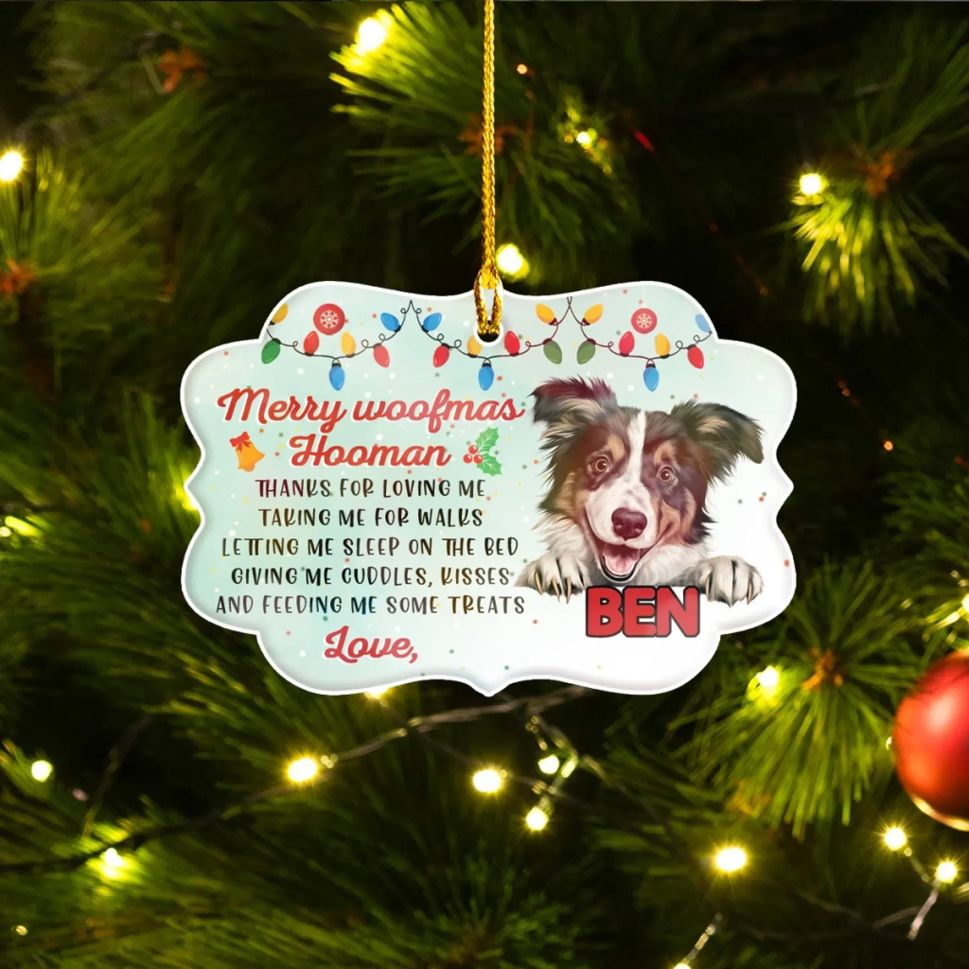 Personalized Ornaments Merry Woofmas Hooman - Personalized Dog Lovers Custom Acrylic Ornament