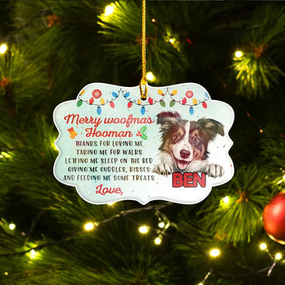 Personalized Ornaments Merry Woofmas Hooman - Personalized Dog Lovers Custom Acrylic Ornament