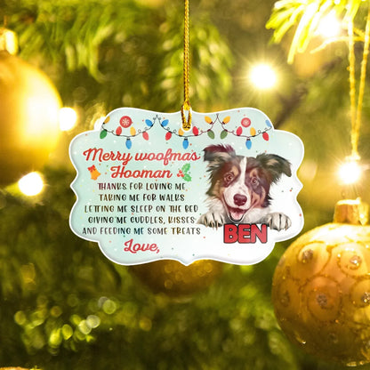 Personalized Ornaments Merry Woofmas Hooman - Personalized Dog Lovers Custom Acrylic Ornament