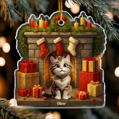 Personalized Ornaments Ornament Acrylic / Glass / 3.5in / 8.9cm Meowy Catmas - Christmas Cat Lovers - Personalized Acrylic Ornament