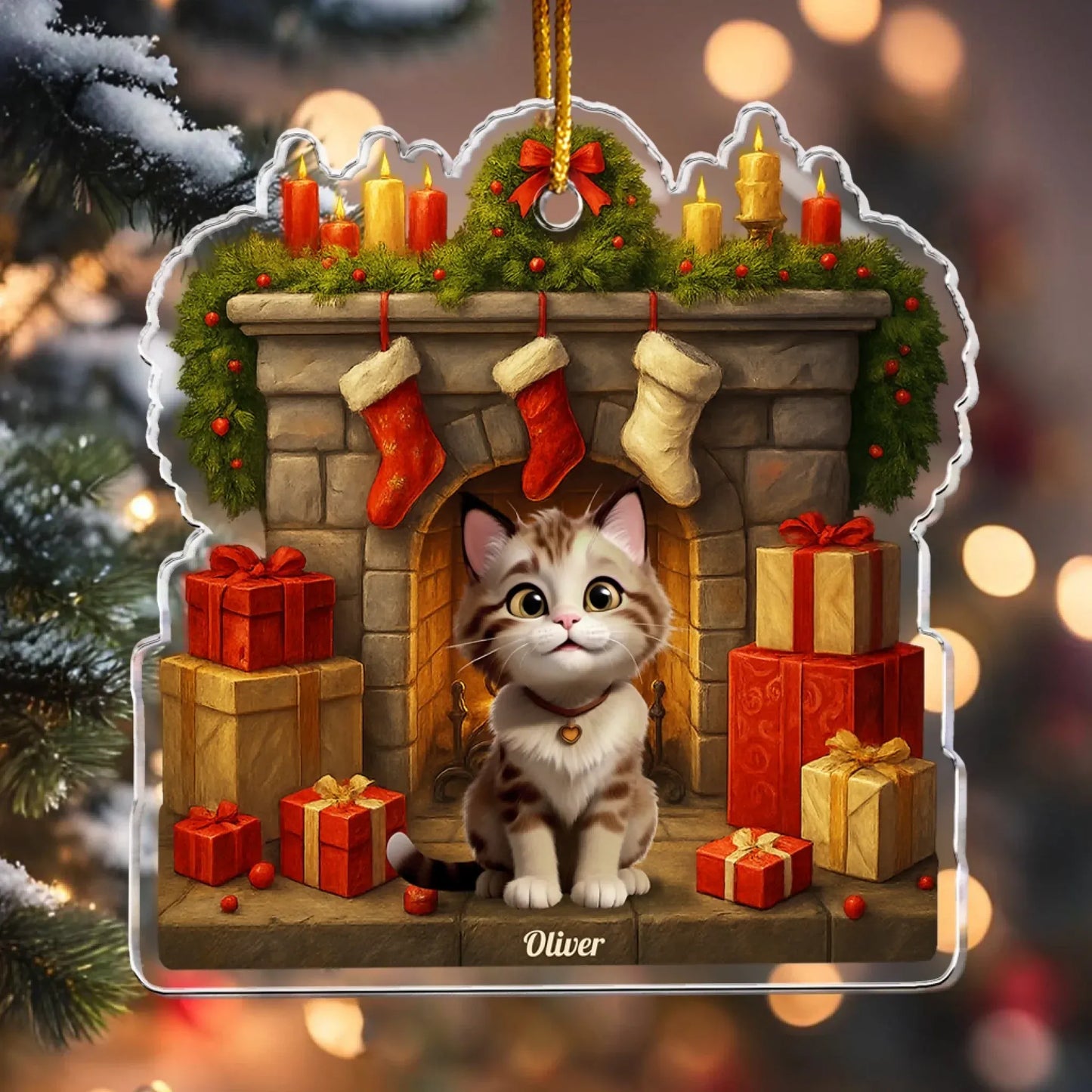 Personalized Ornaments Meowy Catmas - Christmas Cat Lovers - Personalized Acrylic Ornament