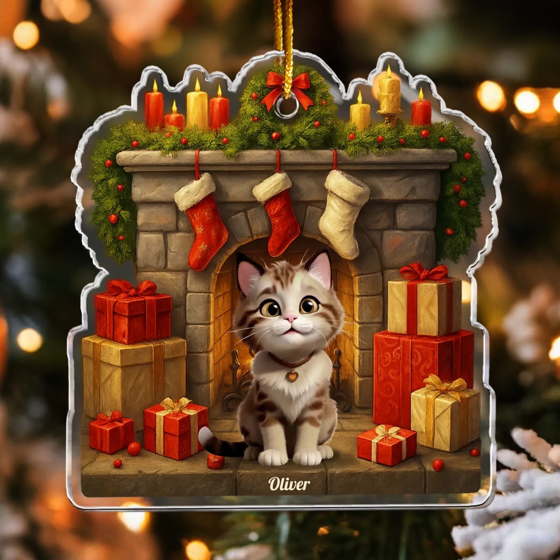 Personalized Ornaments Meowy Catmas - Christmas Cat Lovers - Personalized Acrylic Ornament