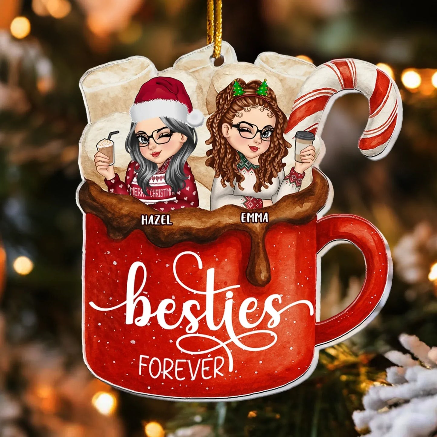 Personalized Ornaments Besties Forever - Siblings/ BFF/ Best Friends Christmas Gift - Personalized Acrylic Ornament