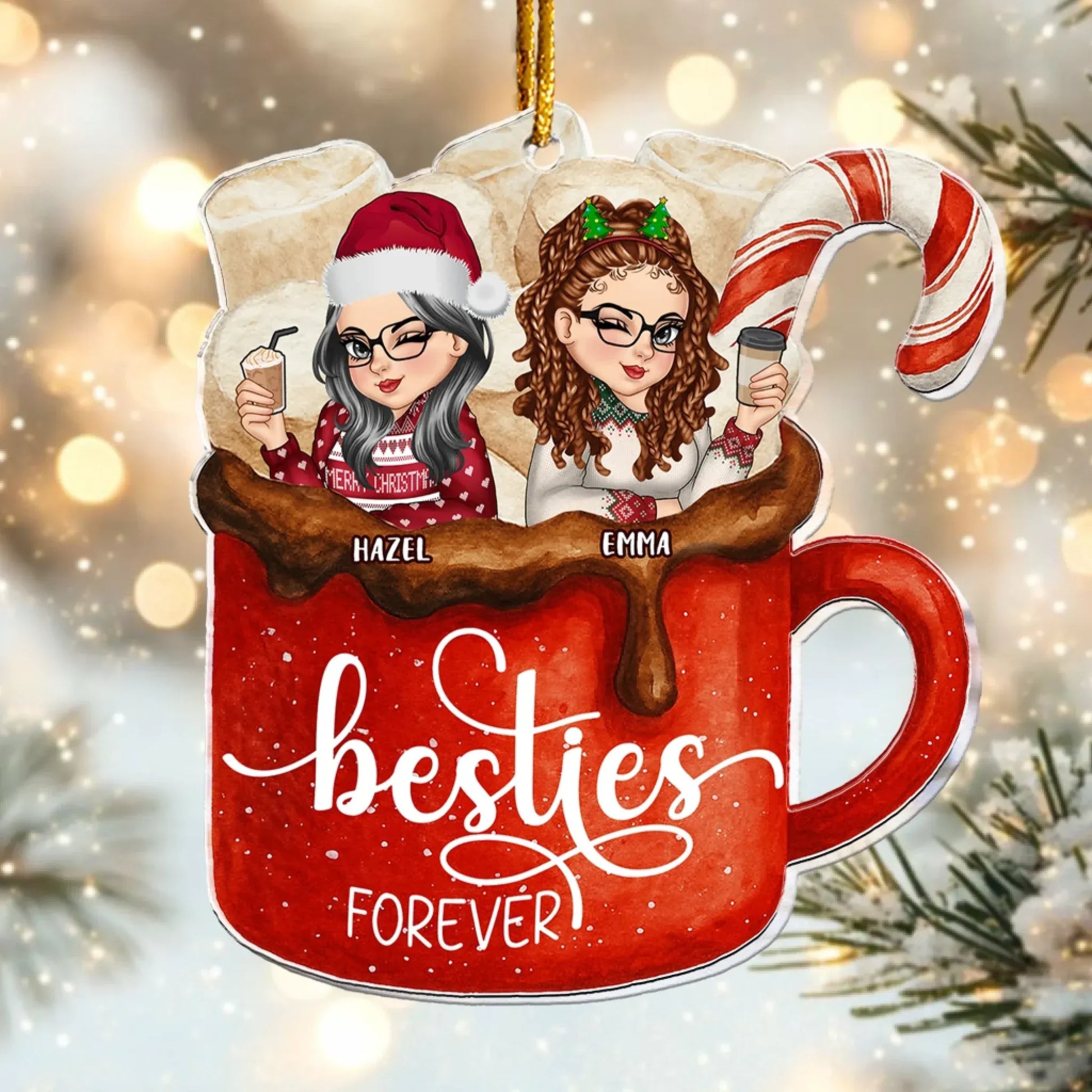 Personalized Ornaments Besties Forever - Siblings/ BFF/ Best Friends Christmas Gift - Personalized Acrylic Ornament