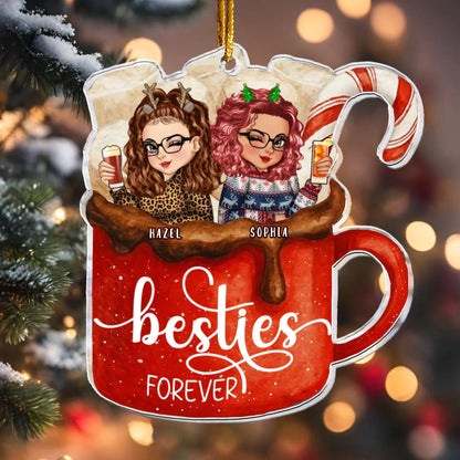 Personalized Ornaments Ornament Acrylic / Glass / 3.5in / 8.9cm Besties Forever - Siblings/ BFF/ Best Friends Christmas Gift - Personalized Acrylic Ornament