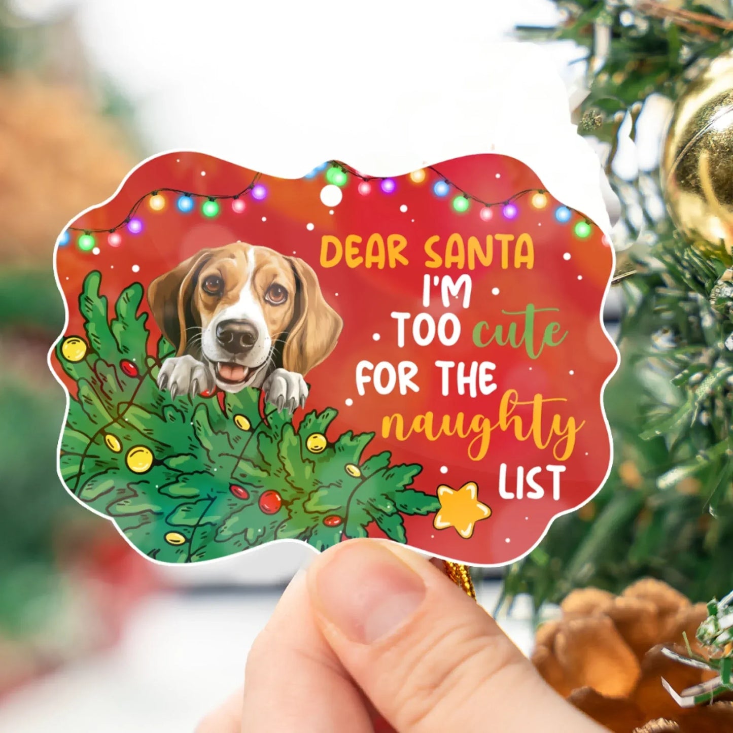 Personalized Ornaments Dear Santa, I'm Too Cute For The Naughty List - Personalized Dog And Cat Lovers Custom Ornament