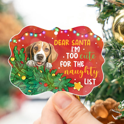 Personalized Ornaments Dear Santa, I'm Too Cute For The Naughty List - Personalized Dog And Cat Lovers Custom Ornament
