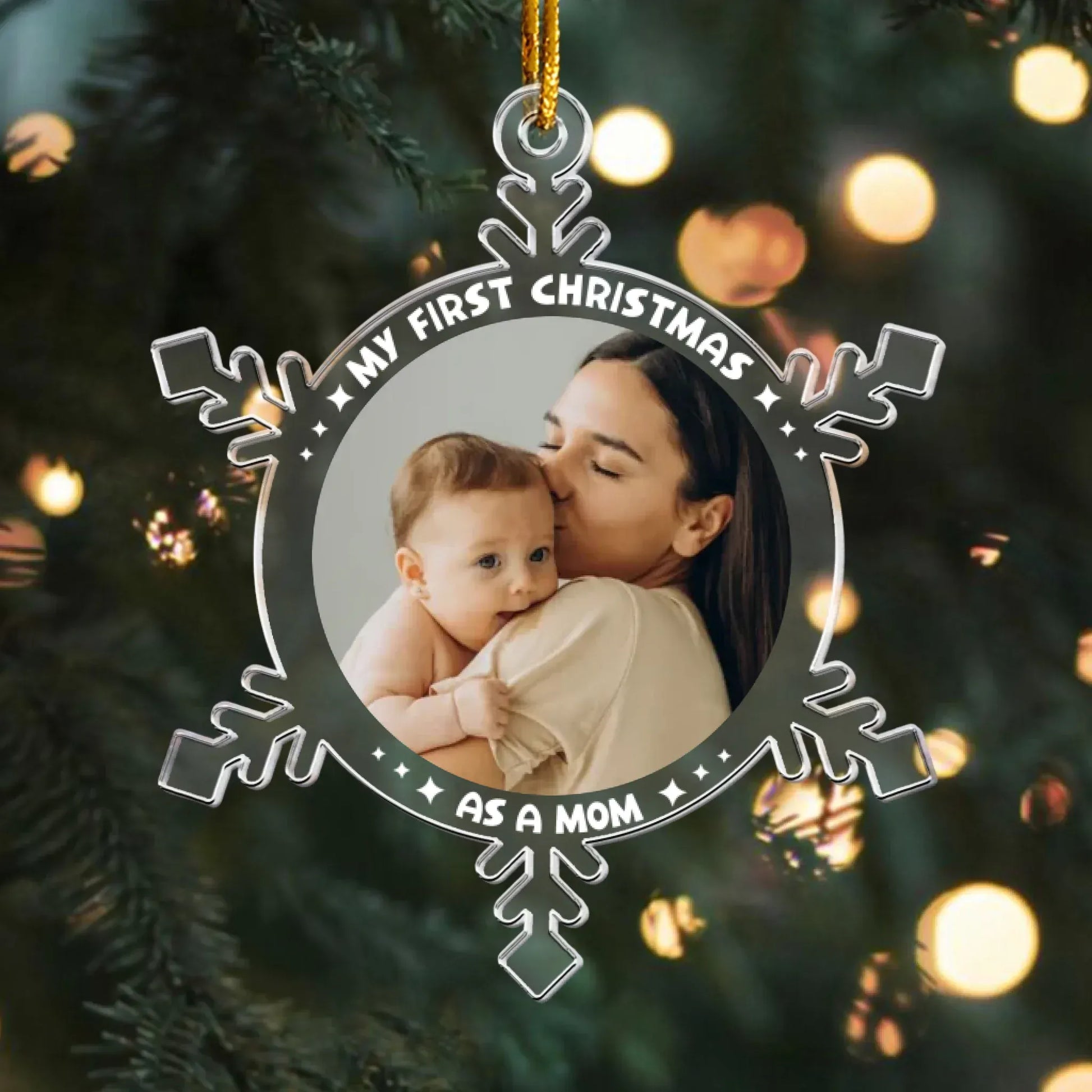 Personalized Ornaments Ornament Acrylic / Glass / 3.5in / 8.9cm My First Christmas As a Mom - Personalized Acrylic Photo Ornament
