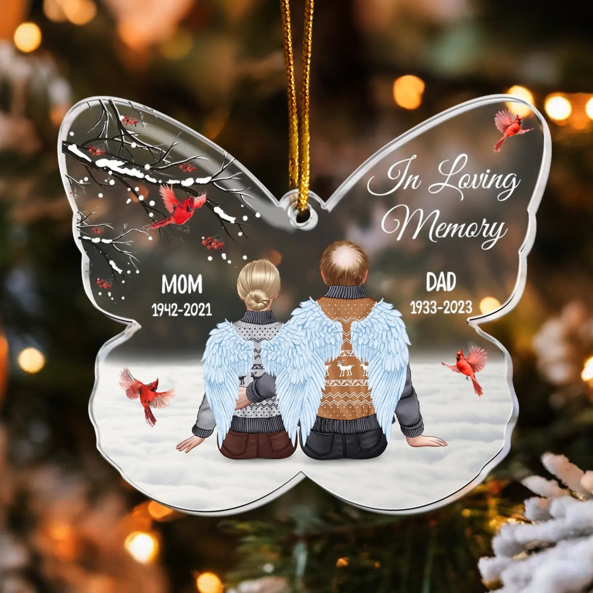 Personalized Ornaments In Loving Memory Mom & Dad - Memorial Gift For Family - Personalized Acrylic Ornament