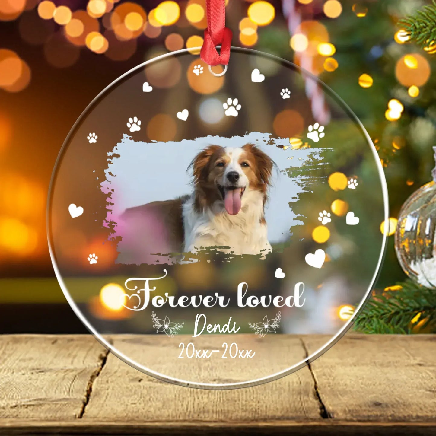 Personalized Ornaments Ornament Acrylic DMT / Glass / 3.5in / 8.9cm Forever Loved, Forever Missed - Personalized Dog Memorial Photo Acrylic Ornament