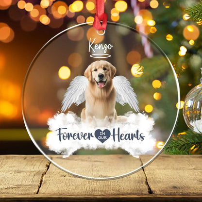 Personalized Ornaments Ornament Acrylic DMT / Glass / 3.5in / 8.9cm Their Wings Remind Us Love Never Ends - Personalized Dog Memorial Photo Acrylic Ornament