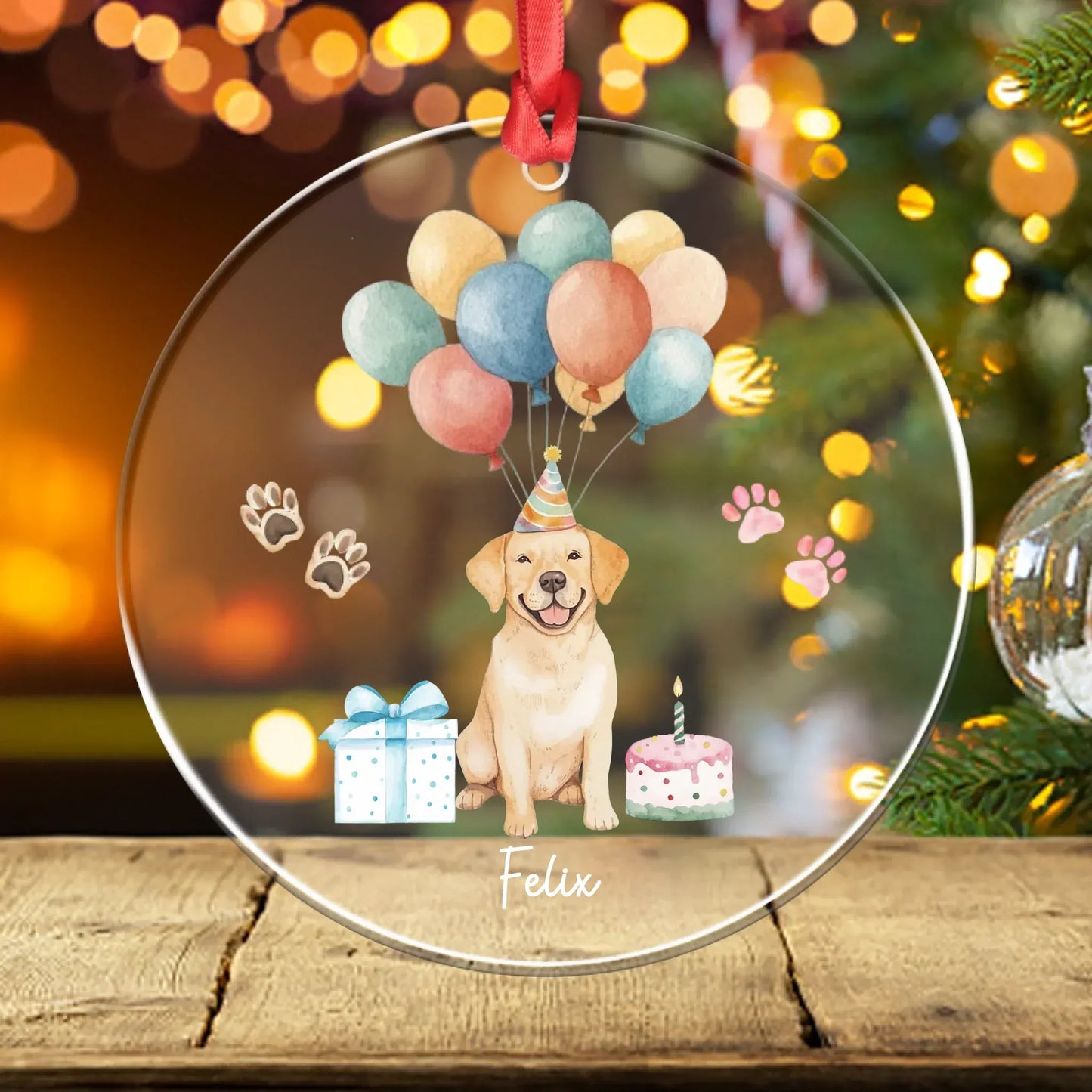 Personalized Ornaments Ornament Acrylic DMT / Glass / 3.5in / 8.9cm A Birthday Smile That Lasts Forever - Personalized Dog Lovers Acrylic Ornament