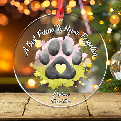 Personalized Ornaments Ornament Acrylic DMT / Glass / 3.5in / 8.9cm A Bestfriend Is Never Forgotten - Personalized Dog Memorial Acrylic Ornament