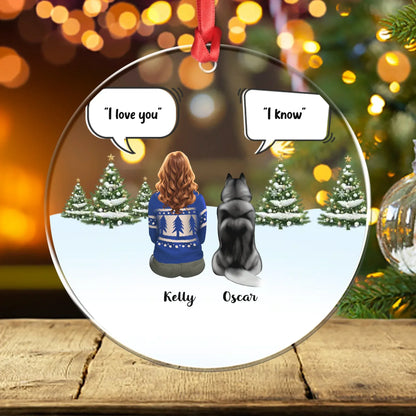 Personalized Ornaments Ornament Acrylic DMT / Glass / 3.5in / 8.9cm Unspoken Love, Forever Captured - Personalized Girl And Dog Acrylic Ornament