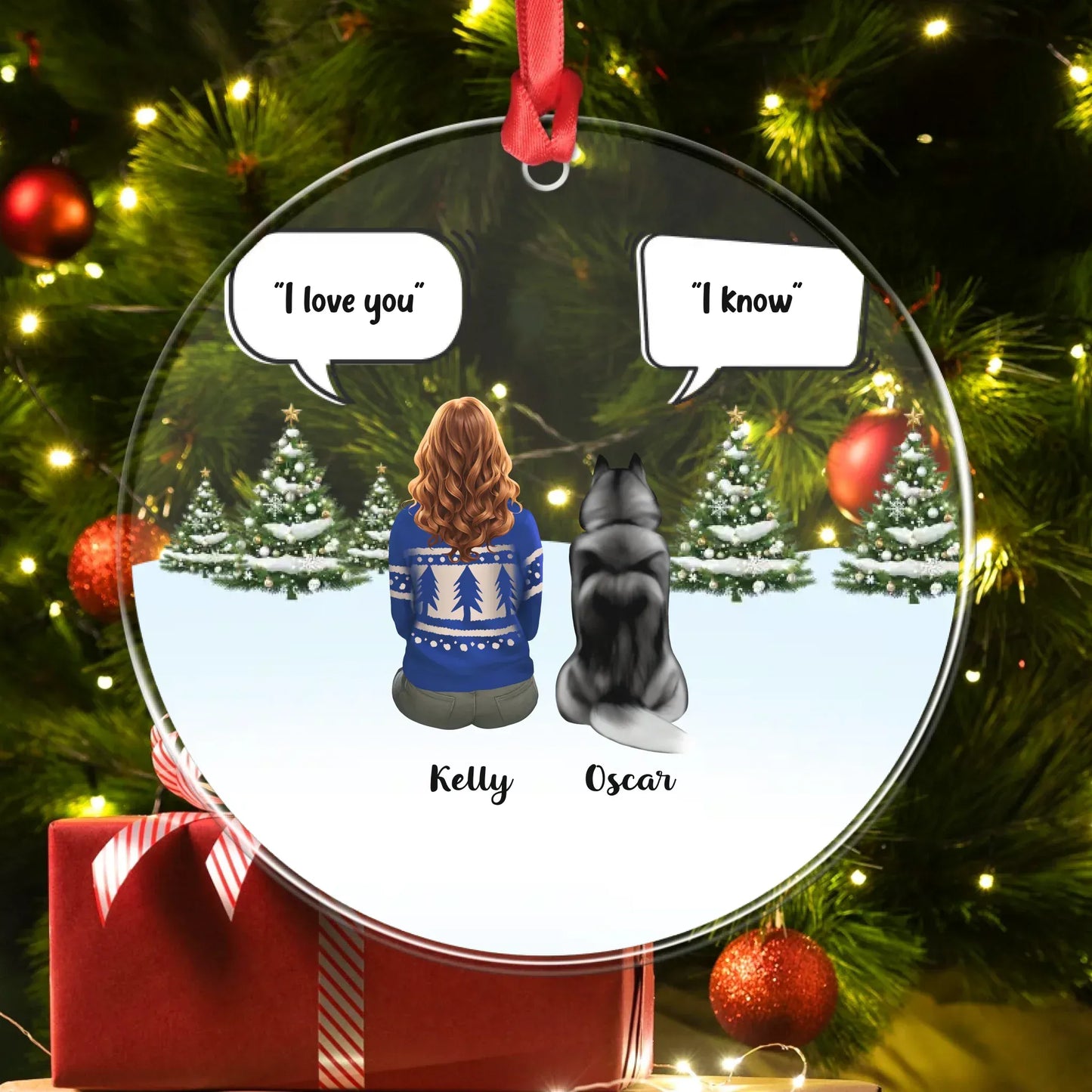 Personalized Ornaments Unspoken Love, Forever Captured - Personalized Girl And Dog Acrylic Ornament