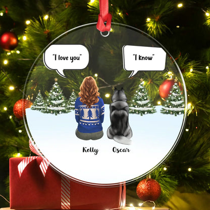 Personalized Ornaments Unspoken Love, Forever Captured - Personalized Girl And Dog Acrylic Ornament