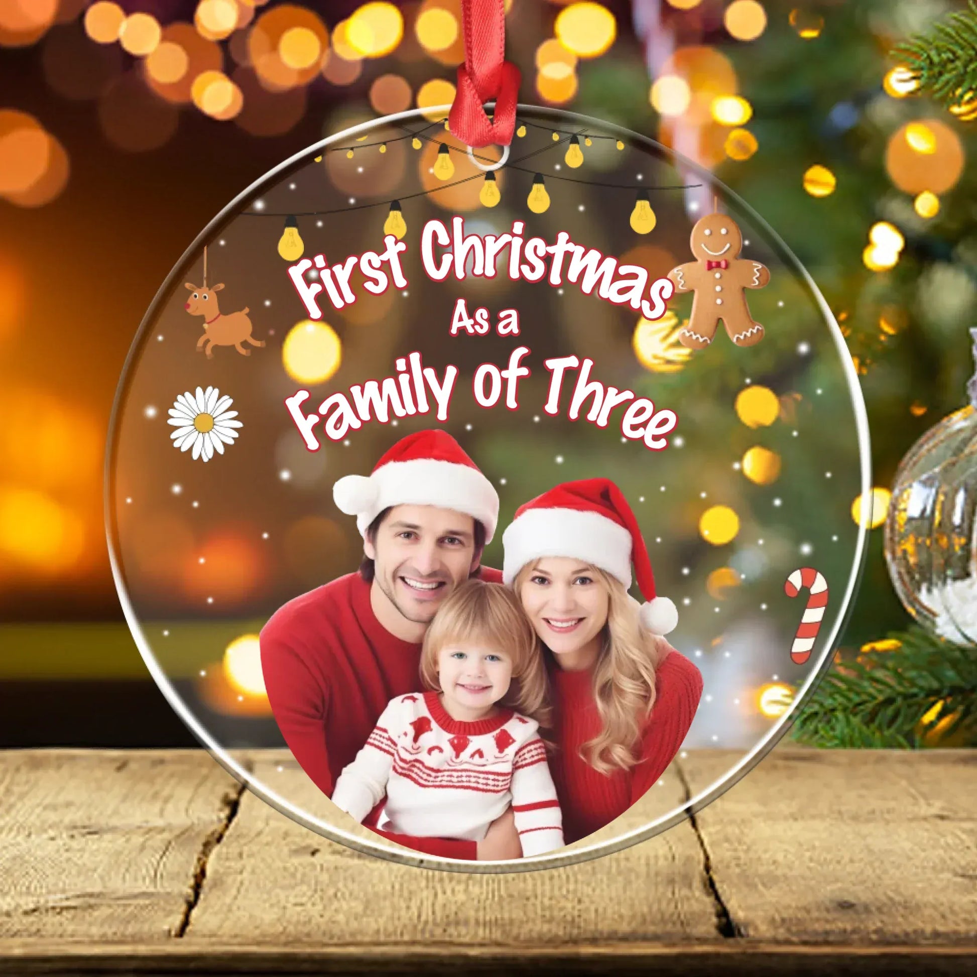 Personalized Ornaments Ornament Acrylic DMT / Glass / 3.5in / 8.9cm First Christmas Holiday As A Family - Personalized Family Photo Custom Acrylic Ornament