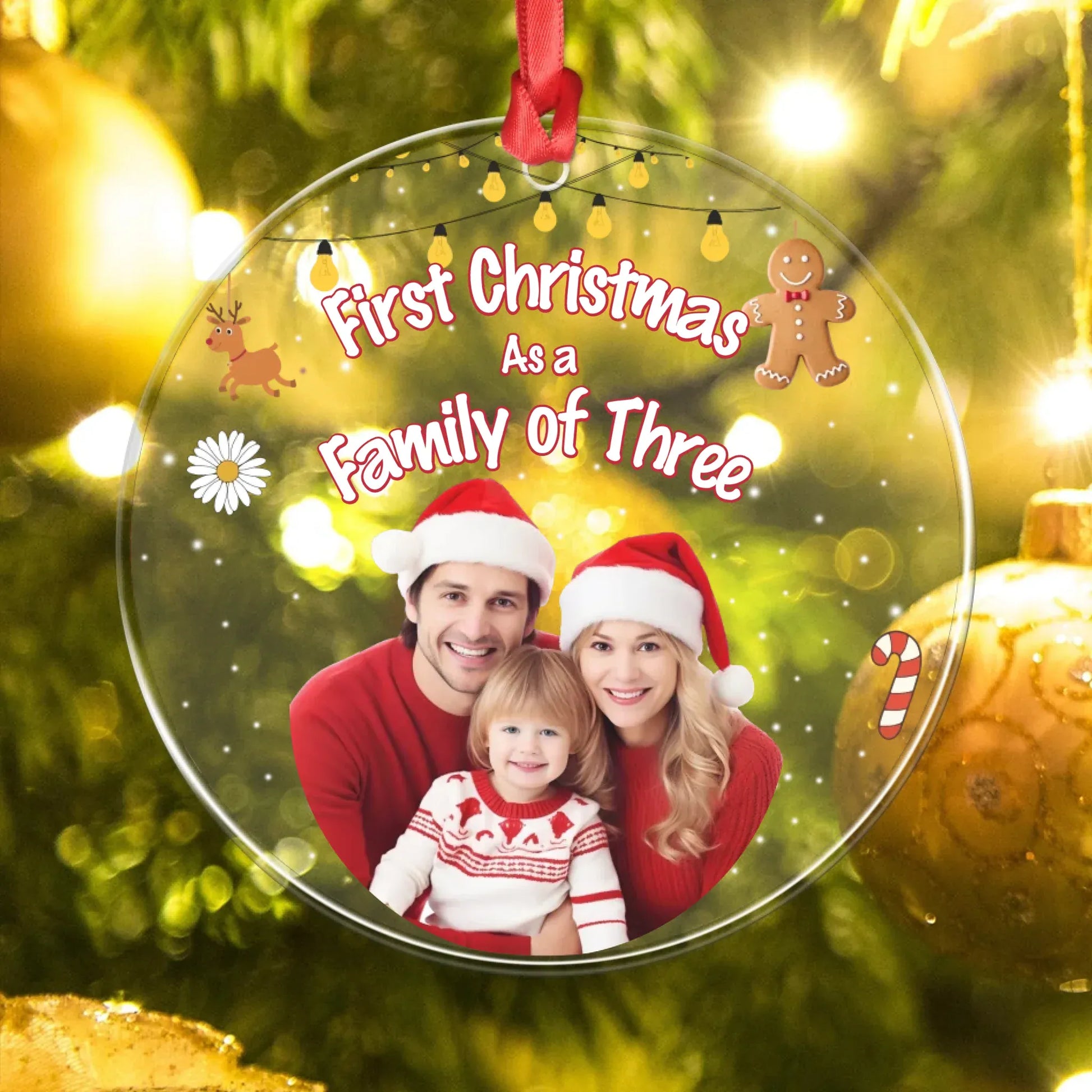 Personalized Ornaments First Christmas Holiday As A Family - Personalized Family Photo Custom Acrylic Ornament
