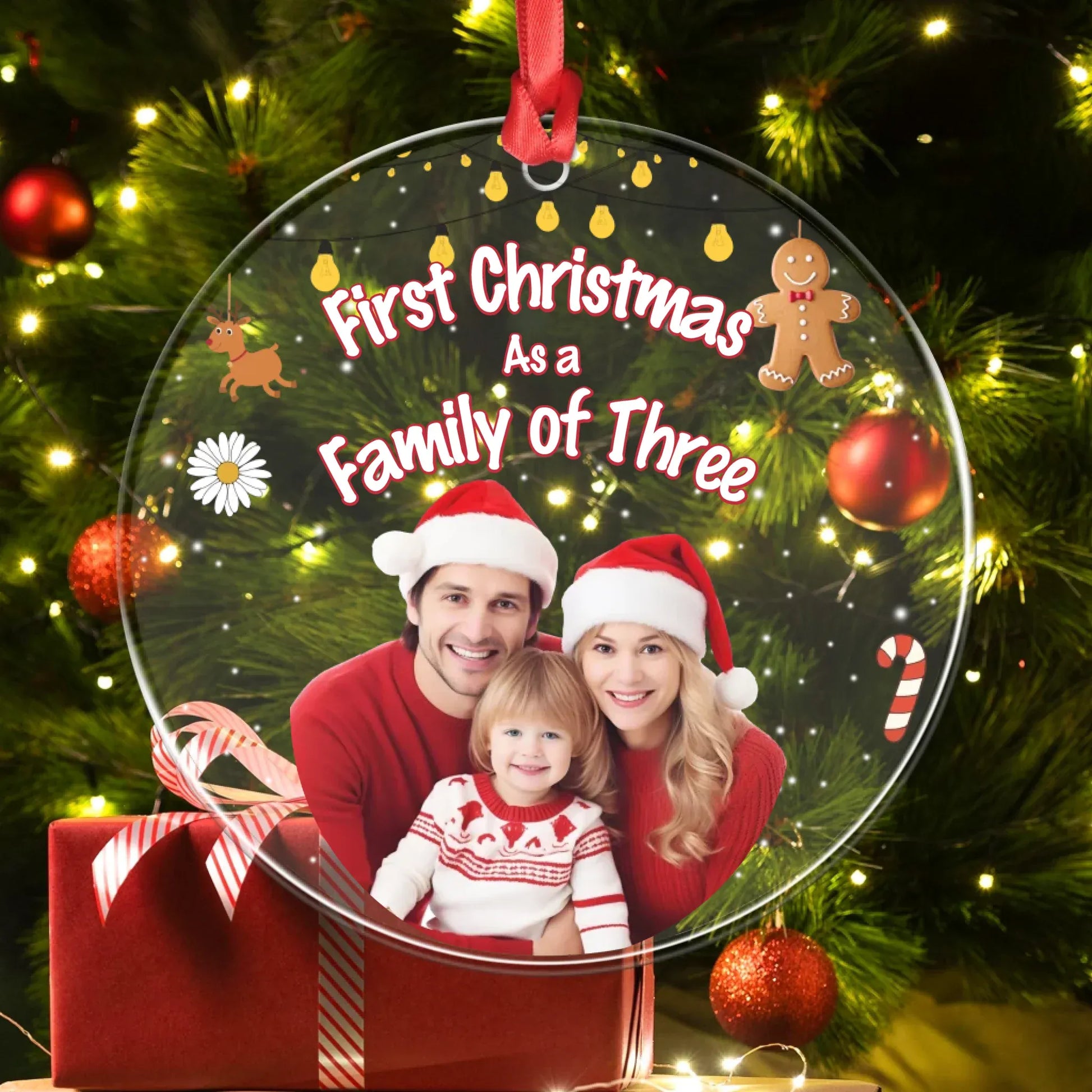 Personalized Ornaments First Christmas Holiday As A Family - Personalized Family Photo Custom Acrylic Ornament