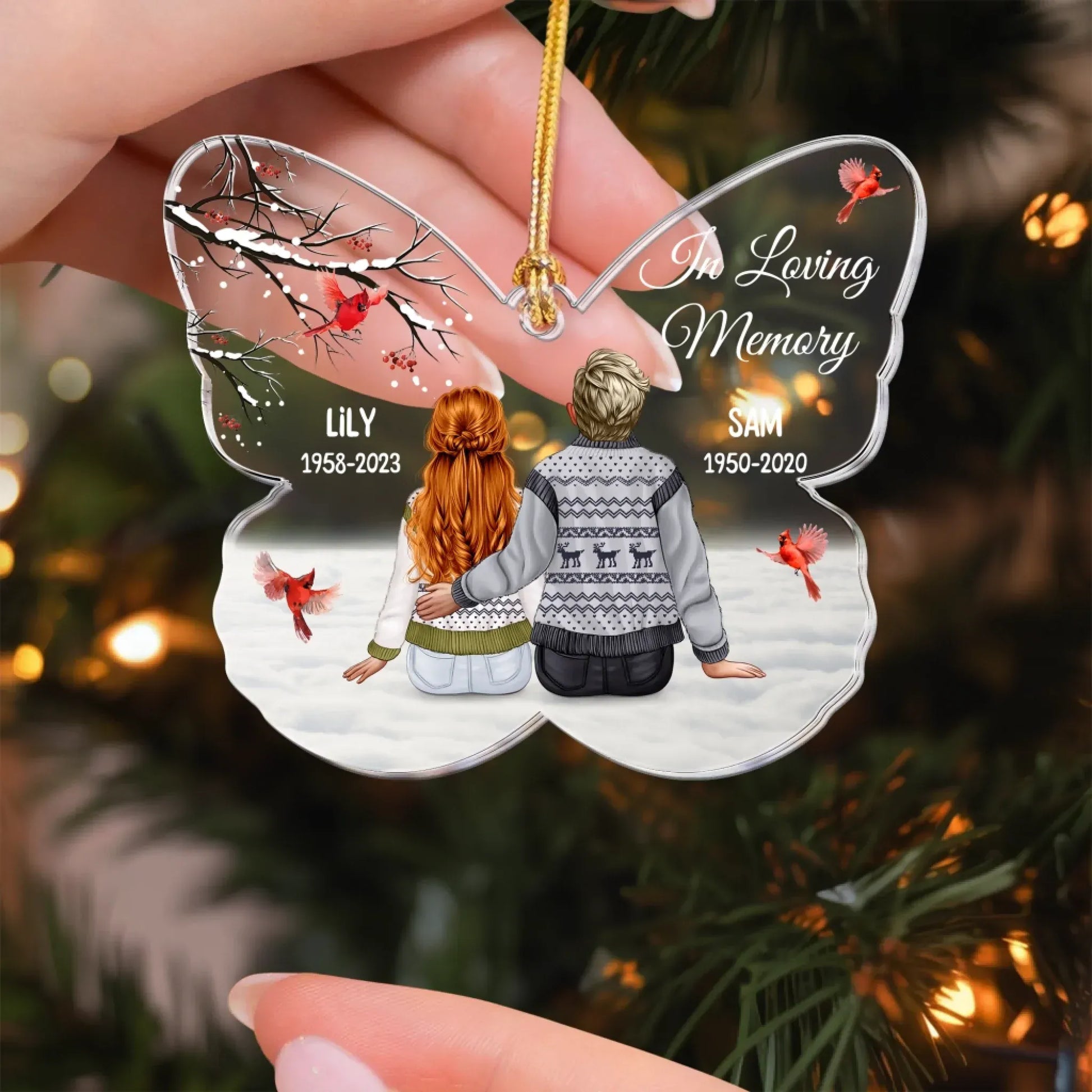 Personalized Ornaments In Loving Memory Mom & Dad - Memorial Gift For Family - Personalized Acrylic Ornament